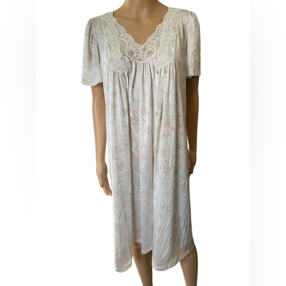 Vanity Fair Vintage 60s Boho Pastel Floral Two Piece Lingerie Slip Peignoir Set - Picture 7 of 16